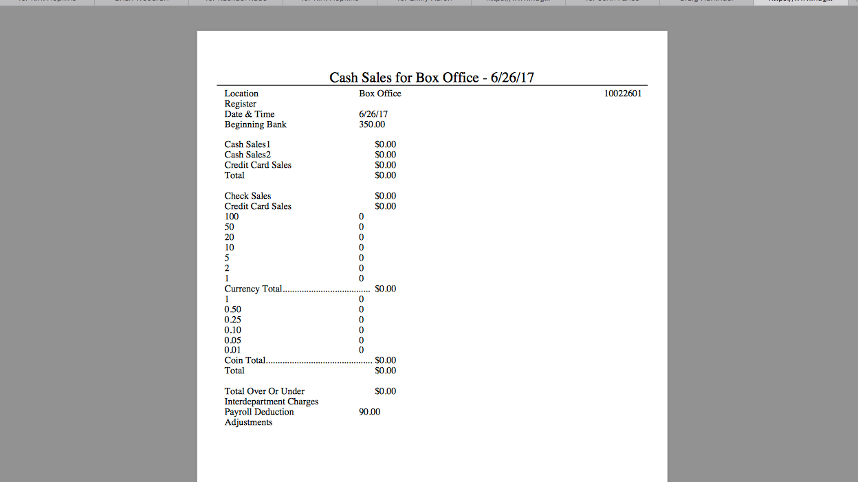My PDF Cash Sales